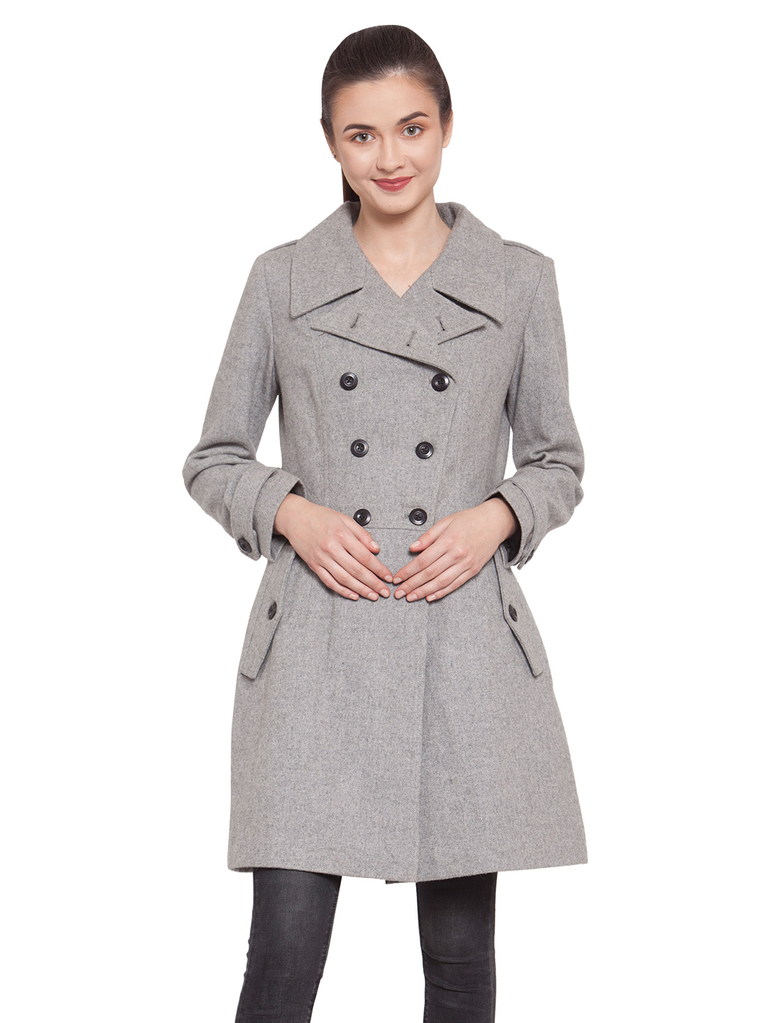 Women's Mid Grey Woolen Coat – Owncraft Online Woolen Clothing Store