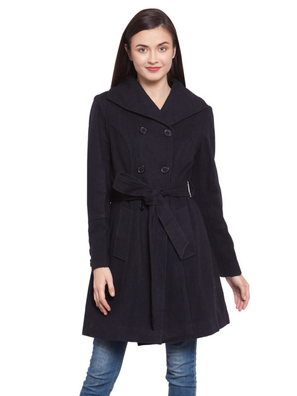 Women’s Navy Blue Woolen Coat – Owncraft Online Woolen Clothing Store