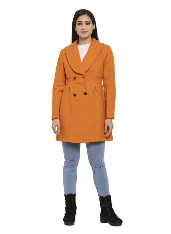 Women’s Orange Wool Coat – Owncraft Online Woolen Clothing Store
